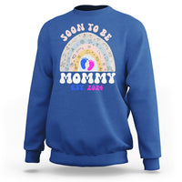 New Mom Sweatshirt Soon To Be Mommy Est 2024 Blue Pink Baby Feets Rainbow - Wonder Print Shop