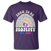 New Mom T Shirt Soon To Be Mommy Est 2024 Blue Pink Baby Feets Rainbow - Wonder Print Shop