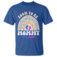 New Mom T Shirt Soon To Be Mommy Est 2024 Blue Pink Baby Feets Rainbow - Wonder Print Shop