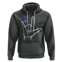 Autism Awareness Hoodie Love Need No Words I Love You Hand Sign Language Butterfly - Wonder Print Shop