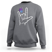 Autism Awareness Sweatshirt Love Need No Words I Love You Hand Sign Language Butterfly - Wonder Print Shop