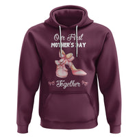 Our First Mother's Day Together Hoodie Matching Coquette Pink Baby Shoes High Heels - Wonder Print Shop