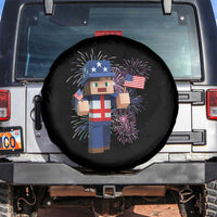 4th of July Gamer Spare Tire Cover Uncle Sam Pixels Gaming Celebrate Independence Day