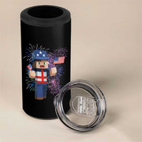 4th of July Gamer 4 in 1 Can Cooler Tumbler Uncle Sam Pixels Gaming Celebrate Independence Day