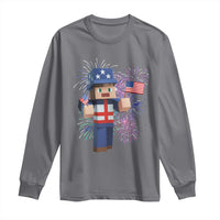 4th of July Gamer Long Sleeve Shirt Uncle Sam Pixels Gaming Celebrate Independence Day