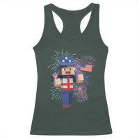 4th of July Gamer Racerback Tank Top Uncle Sam Pixels Gaming Celebrate Independence Day