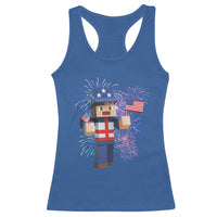 4th of July Gamer Racerback Tank Top Uncle Sam Pixels Gaming Celebrate Independence Day