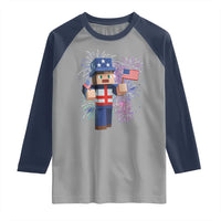 4th of July Gamer Raglan Shirt Uncle Sam Pixels Gaming Celebrate Independence Day