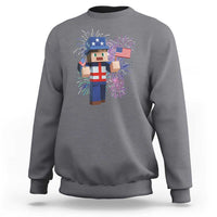 4th of July Gamer Sweatshirt Uncle Sam Pixels Gaming Celebrate Independence Day