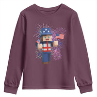 4th of July Gamer Youth Sweatshirt Uncle Sam Pixels Gaming Celebrate Independence Day