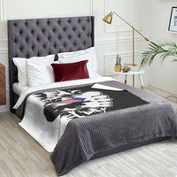Patriotic Bigfoot Throw Blanket Rocking On Sasquatch Footprint With American Flag