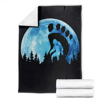 Cool Bigfoot Footprint Throw Blanket Sasquatch Full Moon Forest