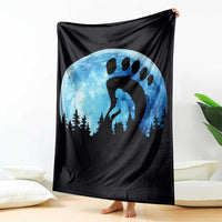Cool Bigfoot Footprint Throw Blanket Sasquatch Full Moon Forest