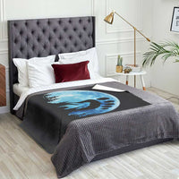 Cool Bigfoot Footprint Throw Blanket Sasquatch Full Moon Forest