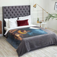 Funny Bigfoot with Duck Floatie Throw Blanket Sasquatch Camping Night