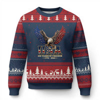 250 Years USA Majestic Bald Eagle Ugly Christmas Sweater American Flag Wings Patriotic Semiquincentennial 250th Anniversary