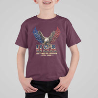 250 Years USA Majestic Bald Eagle T Shirt For Kid American Flag Wings Patriotic Semiquincentennial 250th Anniversary