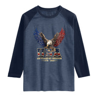 250 Years USA Majestic Bald Eagle Raglan Shirt American Flag Wings Patriotic Semiquincentennial 250th Anniversary
