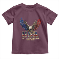 250 Years USA Majestic Bald Eagle Toddler T Shirt American Flag Wings Patriotic Semiquincentennial 250th Anniversary