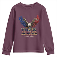 250 Years USA Majestic Bald Eagle Youth Sweatshirt American Flag Wings Patriotic Semiquincentennial 250th Anniversary