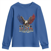 250 Years USA Majestic Bald Eagle Youth Sweatshirt American Flag Wings Patriotic Semiquincentennial 250th Anniversary