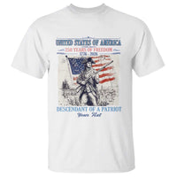 Custom Name Descendant of a Patriot USA 250 Years of Freedom Personalized T Shirt 1776-2026 Revolutionary War Heritage
