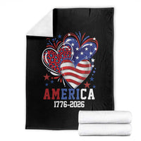 America 1776-2026 Patriotic Hearts Throw Blanket Semiquincentennial 250th Anniversary Red White Blue Stars and Stripes