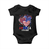America 1776-2026 Patriotic Hearts Baby Onesie Semiquincentennial 250th Anniversary Red White Blue Stars and Stripes