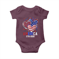 America 1776-2026 Patriotic Hearts Baby Onesie Semiquincentennial 250th Anniversary Red White Blue Stars and Stripes