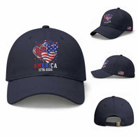 America 1776-2026 Patriotic Hearts Baseball Cap Semiquincentennial 250th Anniversary Red White Blue Stars and Stripes