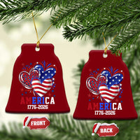 America 1776-2026 Patriotic Hearts Ceramic Ornament Semiquincentennial 250th Anniversary Red White Blue Stars and Stripes