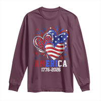 America 1776-2026 Patriotic Hearts Long Sleeve Shirt Semiquincentennial 250th Anniversary Red White Blue Stars and Stripes
