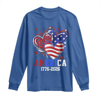 America 1776-2026 Patriotic Hearts Long Sleeve Shirt Semiquincentennial 250th Anniversary Red White Blue Stars and Stripes