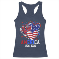 America 1776-2026 Patriotic Hearts Racerback Tank Top Semiquincentennial 250th Anniversary Red White Blue Stars and Stripes