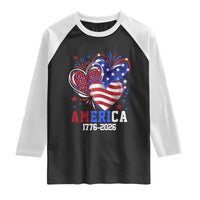 America 1776-2026 Patriotic Hearts Raglan Shirt Semiquincentennial 250th Anniversary Red White Blue Stars and Stripes