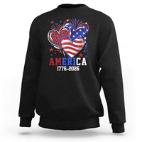 America 1776-2026 Patriotic Hearts Sweatshirt Semiquincentennial 250th Anniversary Red White Blue Stars and Stripes