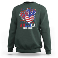 America 1776-2026 Patriotic Hearts Sweatshirt Semiquincentennial 250th Anniversary Red White Blue Stars and Stripes