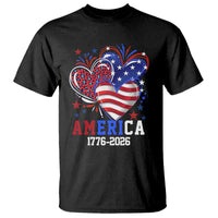America 1776-2026 Patriotic Hearts T Shirt Semiquincentennial 250th Anniversary Red White Blue Stars and Stripes