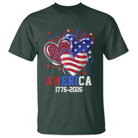 America 1776-2026 Patriotic Hearts T Shirt Semiquincentennial 250th Anniversary Red White Blue Stars and Stripes