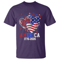 America 1776-2026 Patriotic Hearts T Shirt Semiquincentennial 250th Anniversary Red White Blue Stars and Stripes