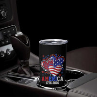 America 1776-2026 Patriotic Hearts Tumbler Cup Semiquincentennial 250th Anniversary Red White Blue Stars and Stripes