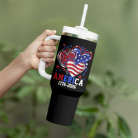 America 1776-2026 Patriotic Hearts Tumbler With Handle Semiquincentennial 250th Anniversary Red White Blue Stars and Stripes