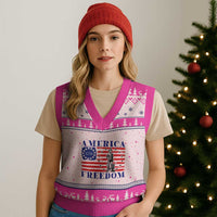 America Freedom 1776 Revolutionary War V-Neck Knit Sweater Vest Minuteman Betsy Ross Flag Patriotic History