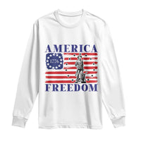America Freedom 1776 Revolutionary War Long Sleeve Shirt Minuteman Betsy Ross Flag Patriotic History
