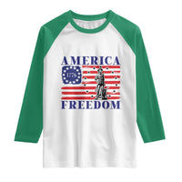 America Freedom 1776 Revolutionary War Raglan Shirt Minuteman Betsy Ross Flag Patriotic History