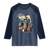 250th Anniversary 1776-2026 We The People Raglan Shirt George Washington and Statue of Liberty History Pride