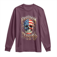Freedom Tour 250 Years 1776-2026 American Flag Skull Long Sleeve Shirt Rock Aesthetic Patriotic Semiquincentennial 250th Anniversary