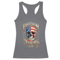 Freedom Tour 250 Years 1776-2026 American Flag Skull Racerback Tank Top Rock Aesthetic Patriotic Semiquincentennial 250th Anniversary