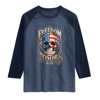 Freedom Tour 250 Years 1776-2026 American Flag Skull Raglan Shirt Rock Aesthetic Patriotic Semiquincentennial 250th Anniversary