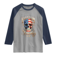 Freedom Tour 250 Years 1776-2026 American Flag Skull Raglan Shirt Rock Aesthetic Patriotic Semiquincentennial 250th Anniversary